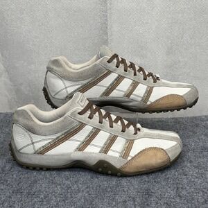 Skechers Shoes Mens Size 12 Beige Brown Leather Lace Up Sneakers SN 60449
